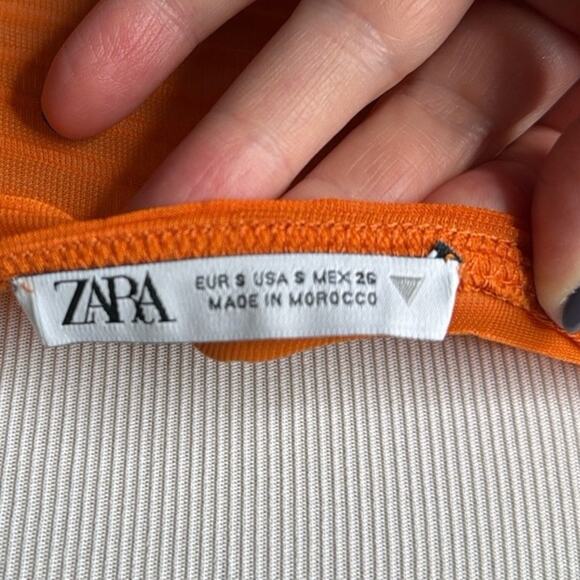 Zara Orange Off Shoulder Crop Top - Picture 4 of 9